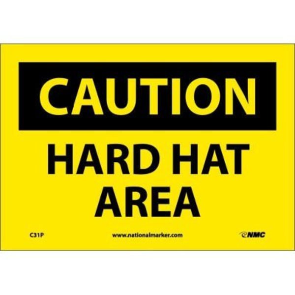 Nmc Safety Signs - Caution Hard Hat Area - Vinyl 7"H X 10"W C31P****